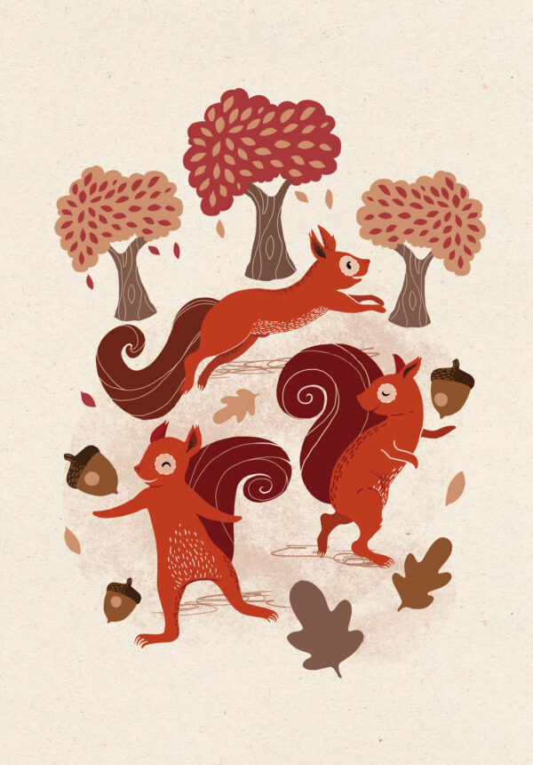 Poster Eichhörnchen handgezeichnet
