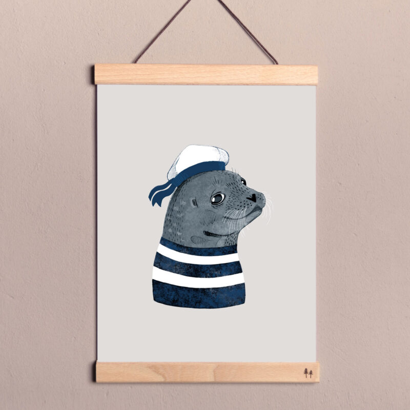 Poster mit handgezeichnetem Robben-Motiv