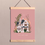 Poster "Home sweet Home" mit handgezeichnetem Motiv