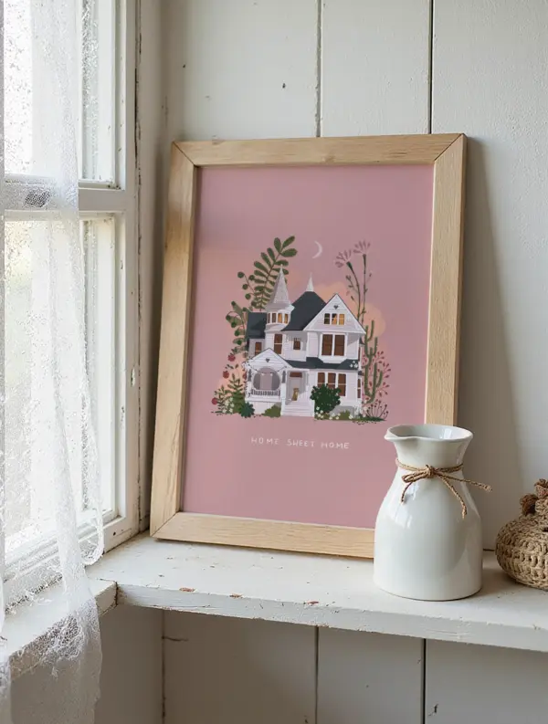 Poster "Home sweet Home" mit handgezeichnetem Motiv