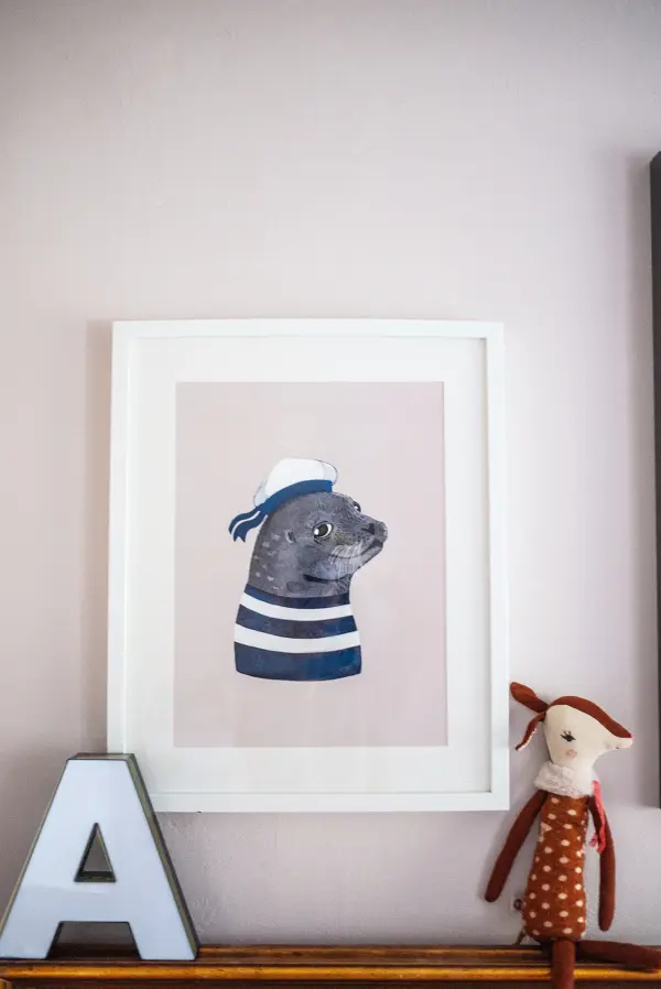 robbe_poster_kinderzimmer Poster mit handgezeichnetem Robben-Motiv