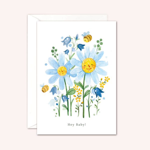 Karte A6 mit Umschlag »Hey Baby« Blau