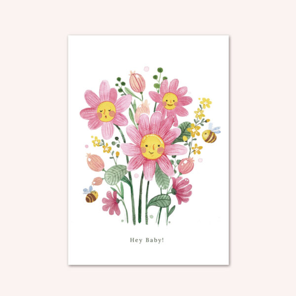 Karte A6 mit Umschlag »Hey Baby« Rosa