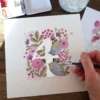 Geburtstag karte 4 Jahre Karte Aquarell 4. Geburtstag 12 x 12 cm