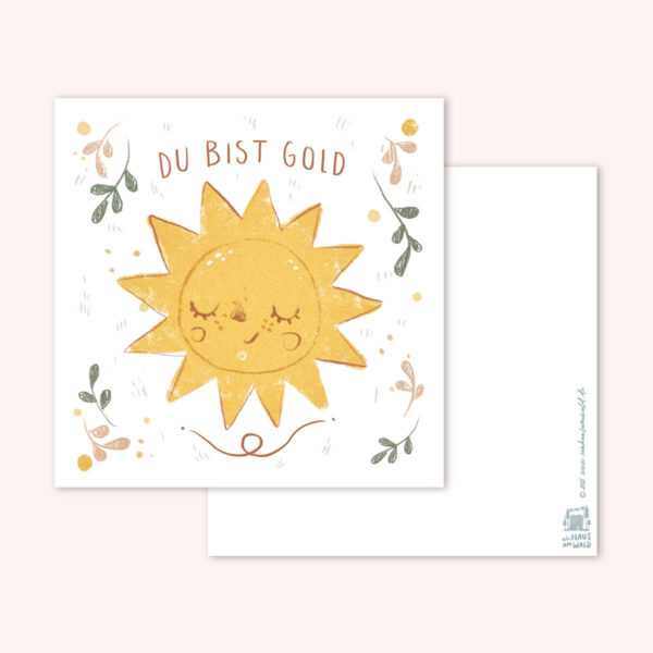 DU BIST GOLD Karte mit Umschlag beige (15 x 15 cm)