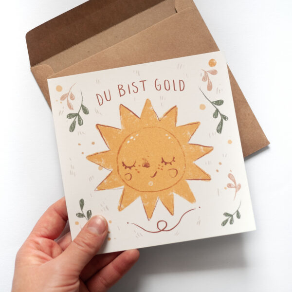 DU BIST GOLD Karte mit Umschlag beige (15 x 15 cm)
