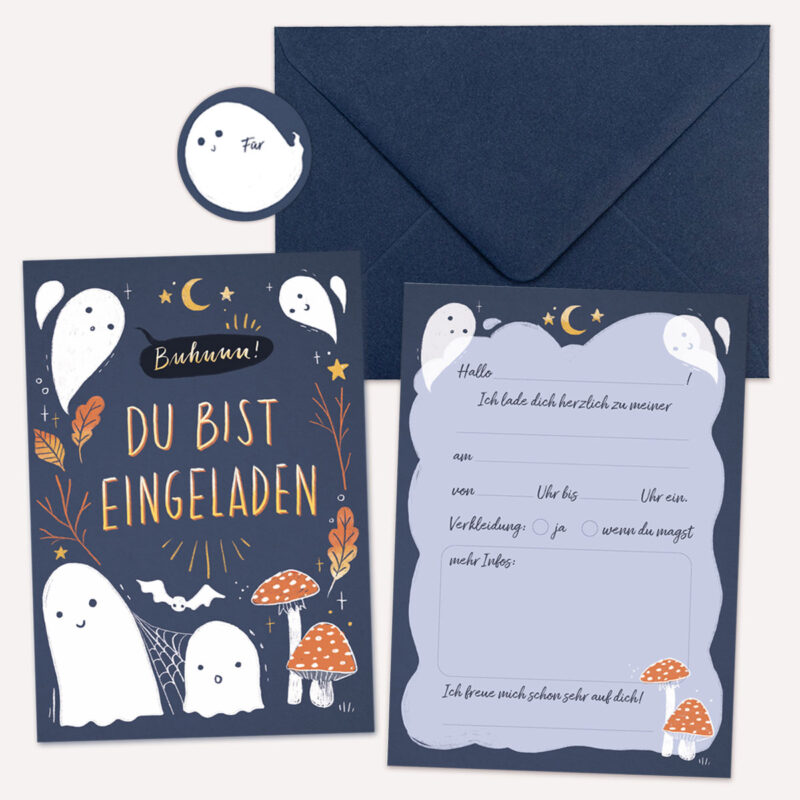 Einladungskarten Set Geisterparty