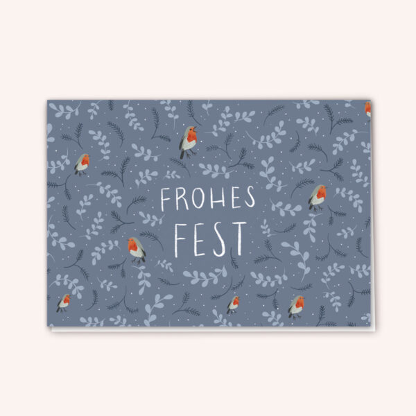 Klappkarte_1FROHES-FEST_Robin_einhausamwald Klappkarte mit Umschlag Frohes Fest