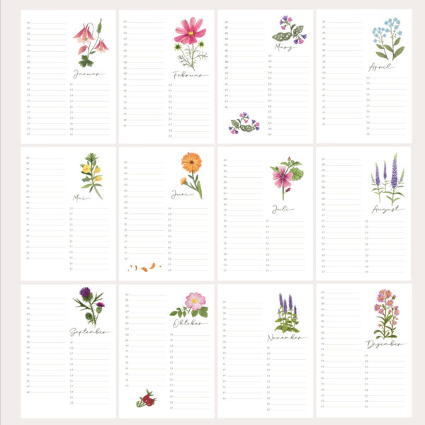 Geburtstags-Kalender mit Kartenhalter (10,5 x 14,8 cm)