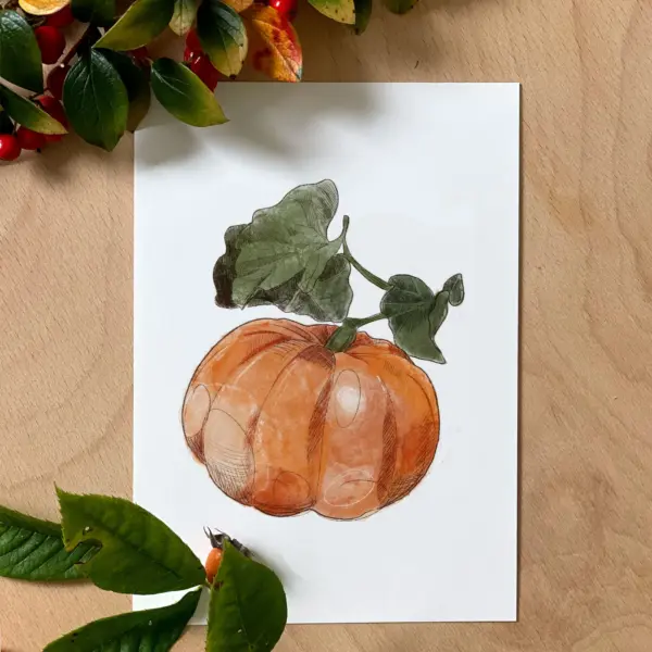 herbstliche Postkarte Kürbis (10,5 x 14,8 cm)