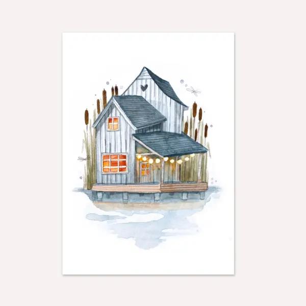 Karte_Haus_am-See_einhausamwald Postkarte Haus am See Aquarell einhausamwald