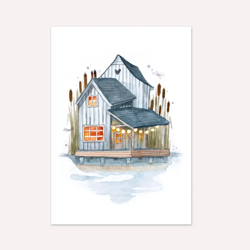 Karte_Haus_am-See_einhausamwald Postkarte Haus am See Aquarell einhausamwald