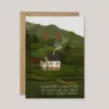 Trauerkarte_Haus_einhausamwald Klappkarte A6 mit einem Haus in der Natur, aus dem Rauch aufsteigt, mit Spruch