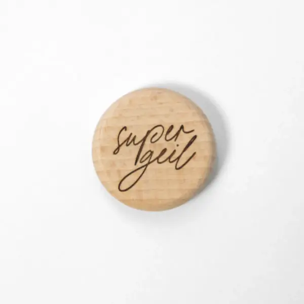 Holzmagnet supergeil (4 cm)